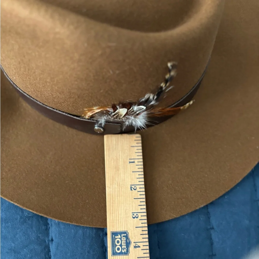 Rag & Bone Floppy Brim 100% Wool Feathered Fedora Pecan Brown Size M